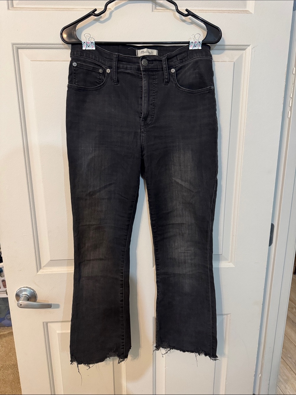Madewell Black Cropped Raw-Hem High-Rise Jeans